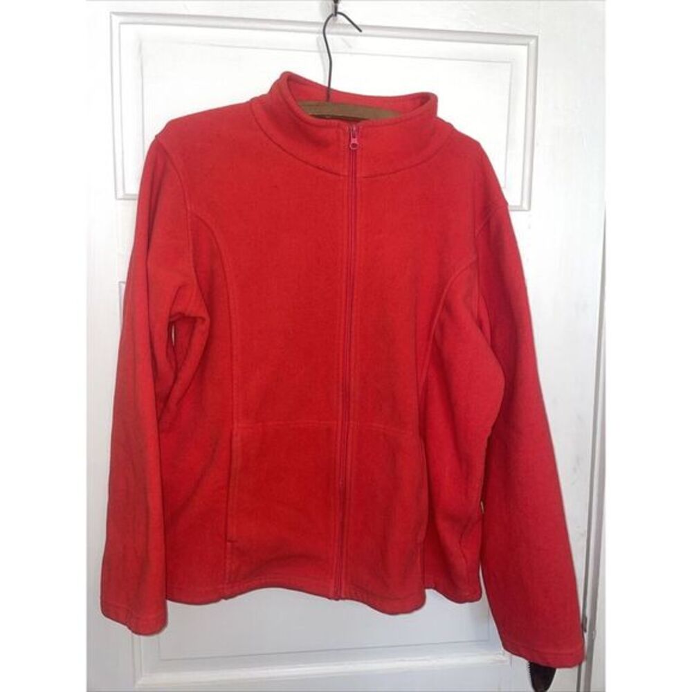 Cabela's XL Flannel Red Zippered Jacket Pockets Draw‎ cord Waist